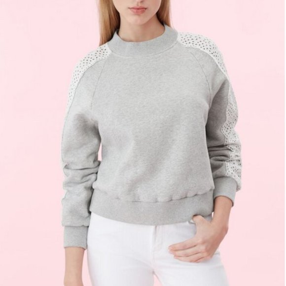La Vie by Rebecca Taylor Eyelet Fleece Sweatshirt - Picture 1 of 5